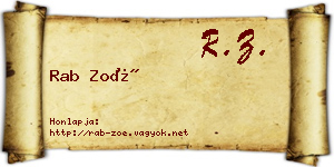 Rab Zoé névjegykártya